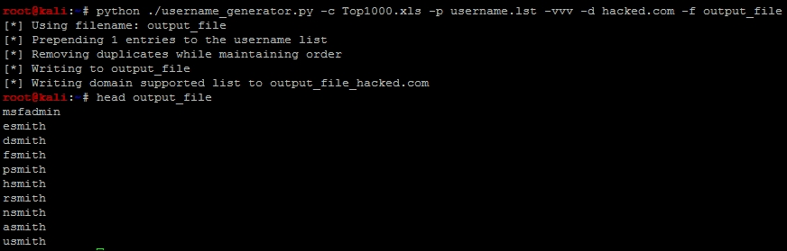 Generating the usernames