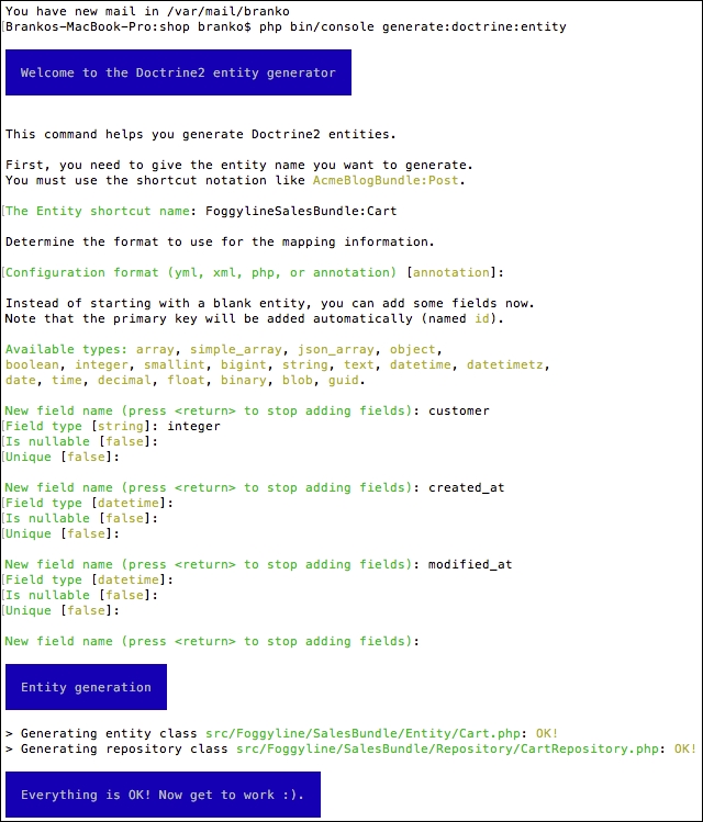 Creating a Cart entity