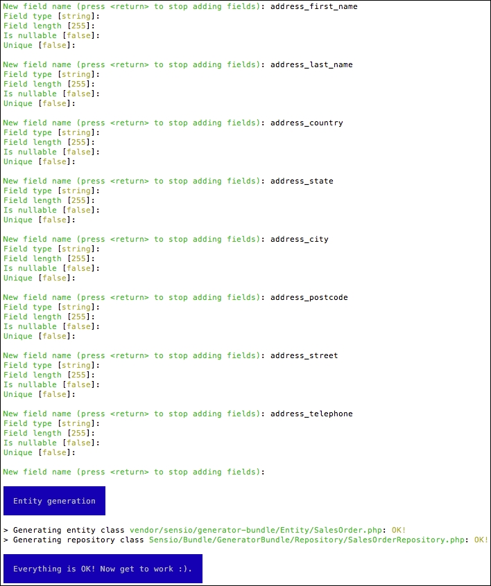 Creating an Order entity