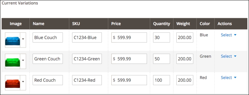 Creating a configurable product