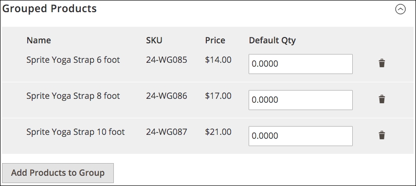 Creating a grouped product