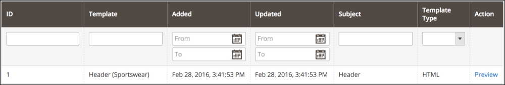 Create a new header template