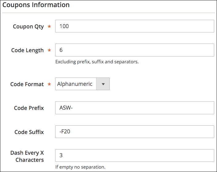 Generating coupon codes