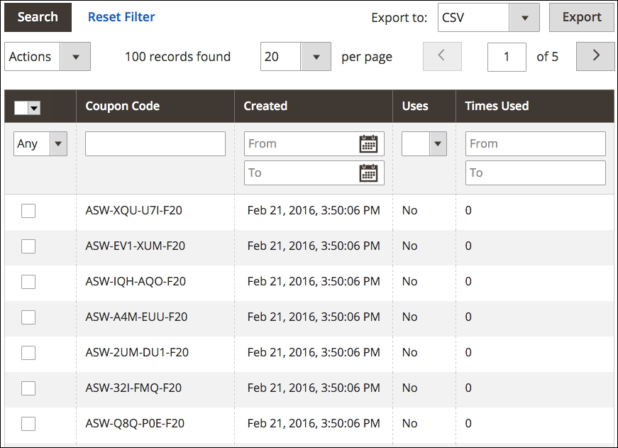Generating coupon codes
