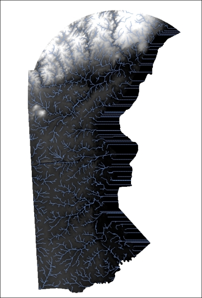 Modeling the hydrological network based on elevation