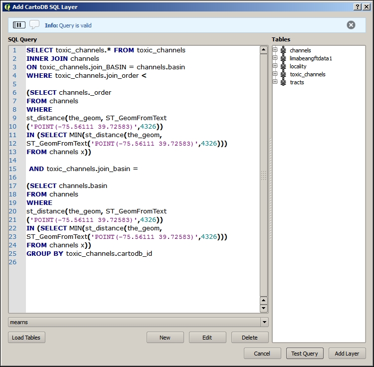 The QGIS CartoDB plugin