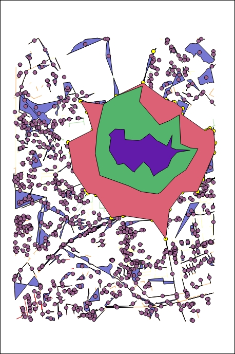 Selecting the travel time ranges in points and creating convex hulls