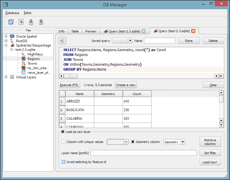 Aggregating data in SpatiaLite