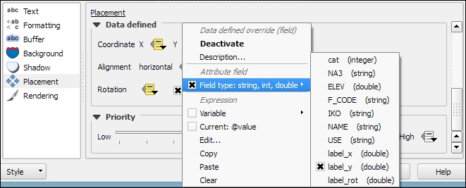 Placing labels manually