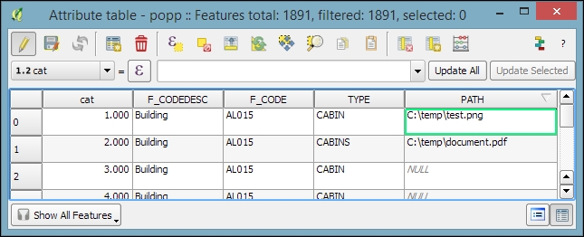 Opening files using actions