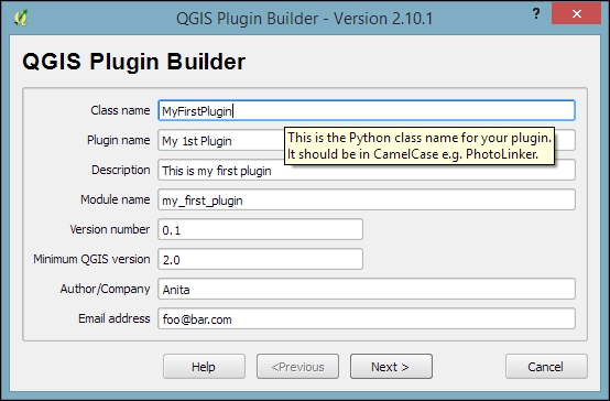 Creating the plugin template with Plugin Builder