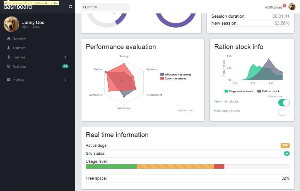 The other card using Bootstrap components