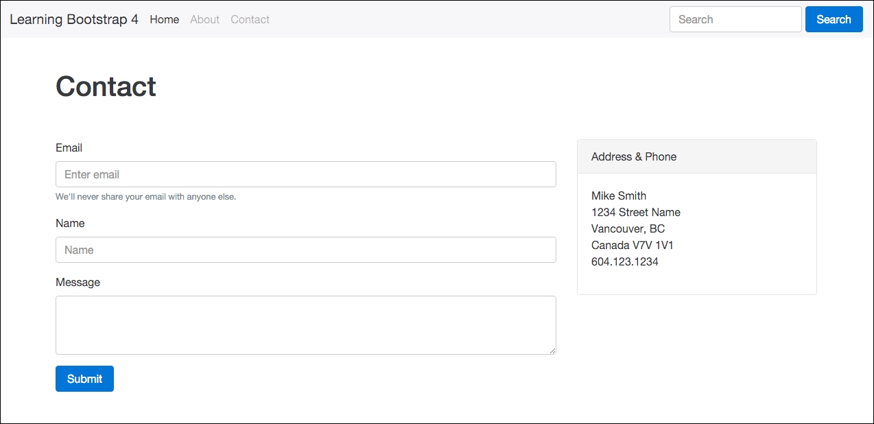 Adding a location card to the Contact page