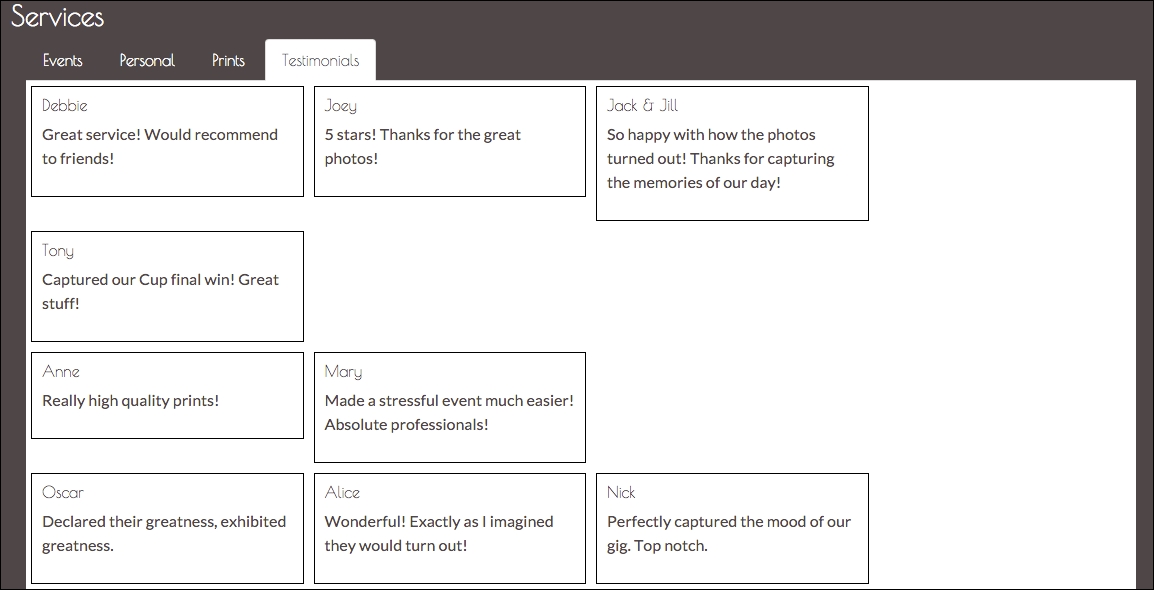 Building a testimonial component with Salvattore