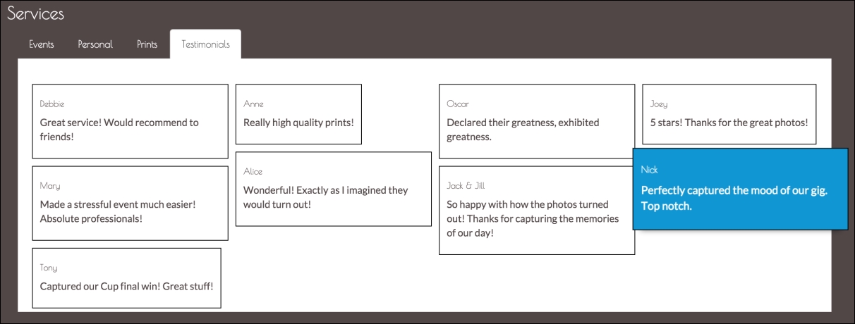 Testing the testimonial directive