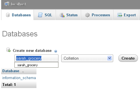 Step 1—Creating a database