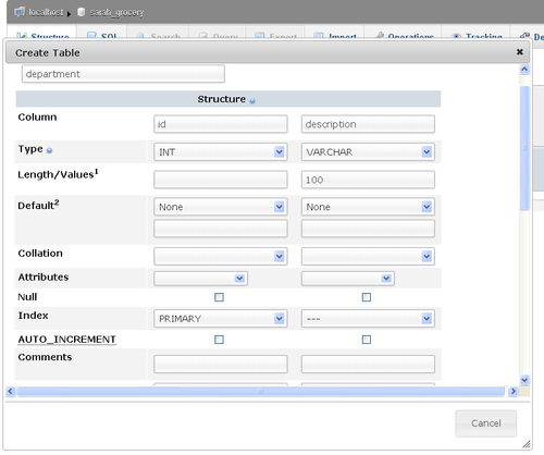 Step 3—Creating the first table
