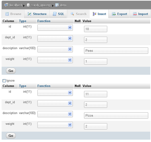 Step 5—Populating the tables