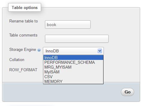 Table storage engine