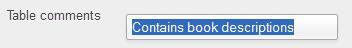 Table comments