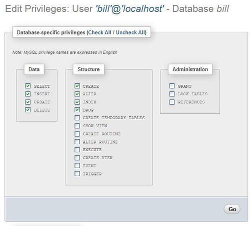 Assigning database-specific privileges