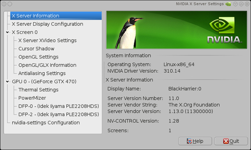 NVIDIA GUI configuration